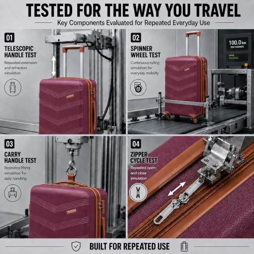 CONCEPTEN Expandable Hardshell Luggage Set 5 Piece, 22x14x9 Airline Approved Carry On, 20/24/28" Suitcase Set with TSA Lock, Spinner Wheels, ABS+PC (Red) - color: Red, size: 5 Piece