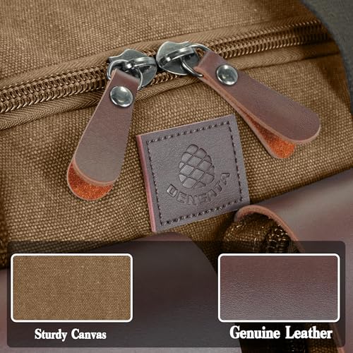 Canvas Duffle Bag for Men - 50L Expandable Travel Duffel Bags - color: Coffee, size: Large-50L