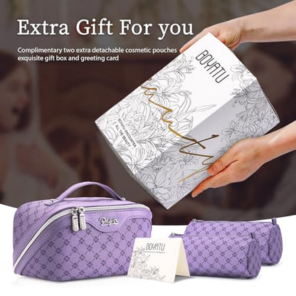 BOYATU Travel Makeup Bag Cosmetic Bags for Women: 3-Piece Makeup Bag Set - color: A-9-Purple