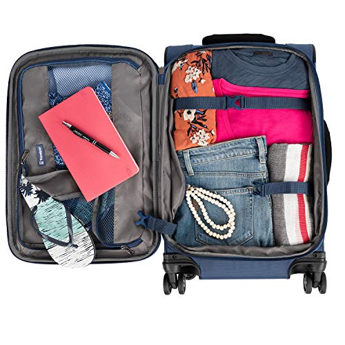 Travelpro Tourlite Softside 2-Piece Set, Expandable Luggage, 4 Spinner Wheels, Lightweight Suitcase, 21" Carry-On, 25" Checked Medium, Blue - color: Blue, size: 2-Piece Set (21/25)