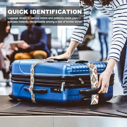 2 Pack Luggage Straps, Adjustable Cute Printing with Combination Lock Luggage Straps for Women Men Travel School Business Trips-Boho - color: Boho
