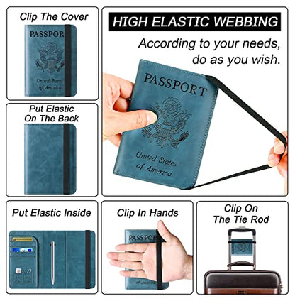 LOHASLIFE Passport Holder for Travel, Rfid Blocking Passport Cover Wallet - color: 116#Blue