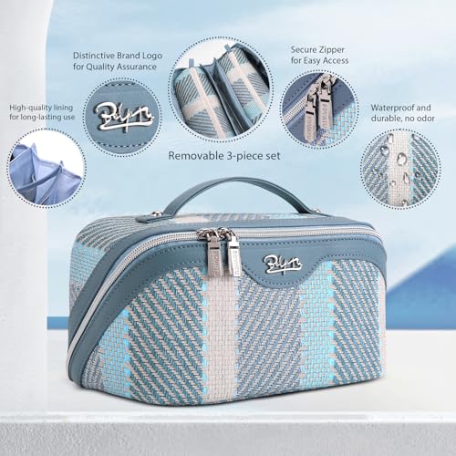 BOYATU Makeup Bag, Makeup Organizer, Toiletry Travel Bag for Women - Blue - color: C-1-Blue