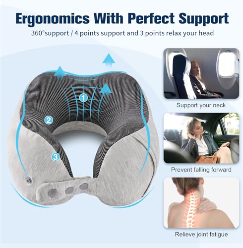 Cirorld Neck Pillow for Traveling, Travel Pillows for Airplanes Light Grey - color: Light Grey