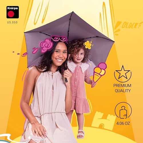 Knirps US.050 Ultra Light Pocket Size Manual Rain Umbrella with Carrying Case - color: Guardian Beige