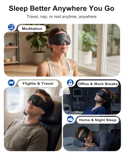 Weighted Eye Mask for Sleeping, 100% Blackout Sleep Mask for Women and Men - color: Black