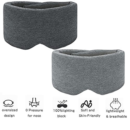 Sleep Mask for Men Women,100% Cotton Sleep Eye Mask with Fully Adjustable Strap, 100% Light Blocking Eye Mask for Sleeping, 0 Pressure Eye Covers for Travel Yoga Nap (Gray) - color: Gray