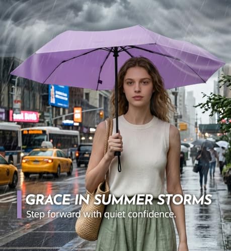 Travel Windproof Umbrella for rain Compact Small Travel size QuickDry - color: 1-Purple