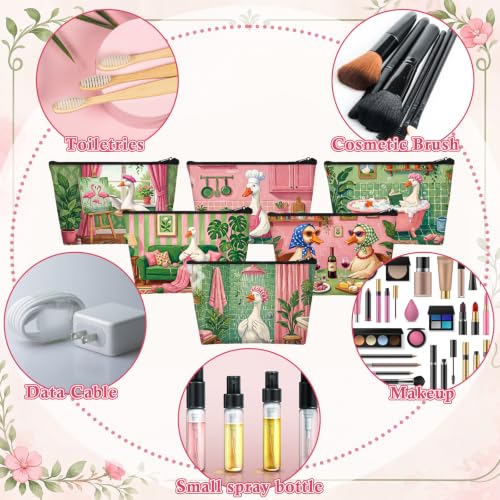 Sweetude 12 Pcs Funny Goose Makeup Bags Bulk Animal Cosmetic Bags for Women - style: Goose