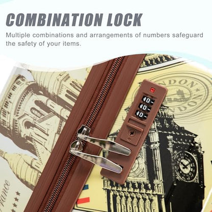3 Piece Luggage Set, 20/24/28 Inch Hardshell Suitcase, City Stamps - color: City Stamps