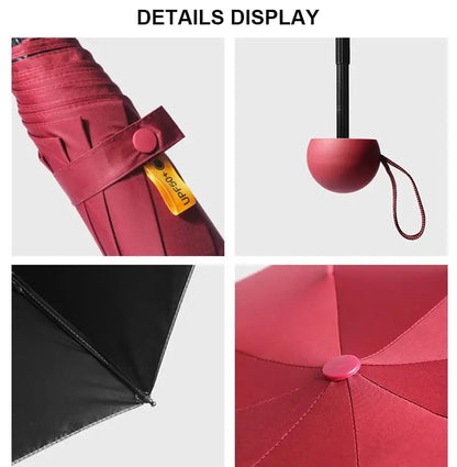 Mini Travel Umbrella with Umbrella Case - color: deep red