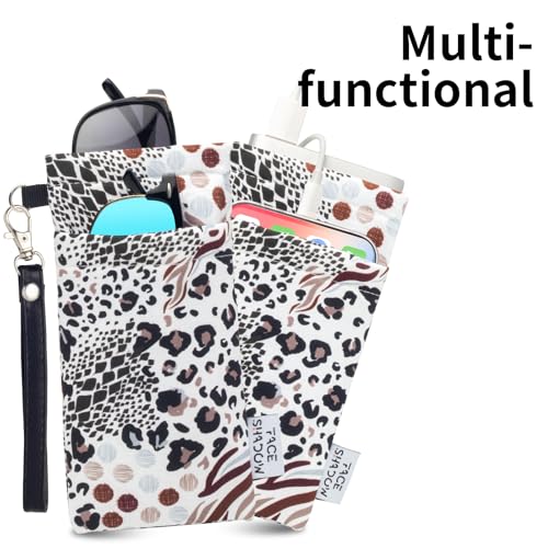 Face Shadow Double Glasses Case Soft Eyeglass Case For Women Men - color: Leopard White