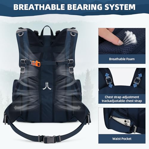 Maelstrom 40L Waterproof Hiking Backpack, Lightweight Travel Daypack - color: Blue