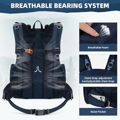 Maelstrom 40L Waterproof Hiking Backpack, Lightweight Travel Daypack - color: Blue