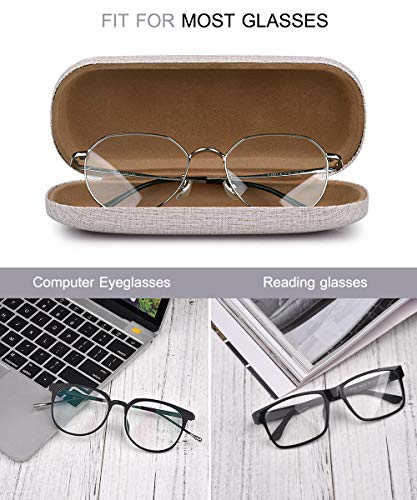 RayLove 3-Pack Hard Shell Eyeglasses Case Reading Glasses Hard Case - color: White Pink Khaki