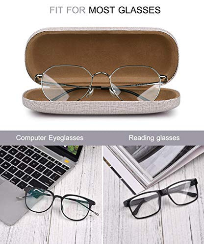 RayLove 3-Pack Hard Shell Eyeglasses Case Reading Glasses Hard Case - color: White Pink Khaki