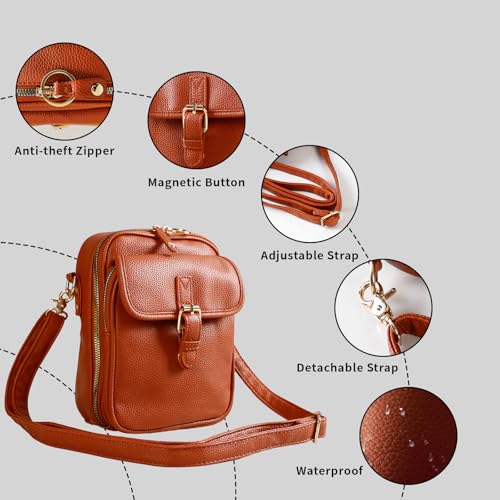 Leather Crossbody Bag for Women,Anti-Theft Messenger Bag with Large Capacity,Built-in Purse Card Slots Shoulder Sling Bag - color: Light Blue