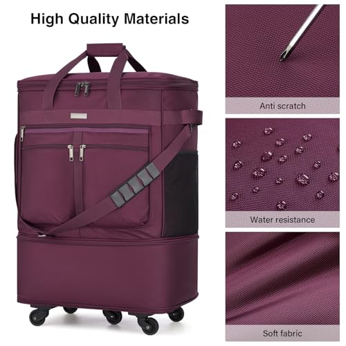 MILADA Expandable Luggage Bags for Travel Collapsible Suitcase with Wheels - color: Purple