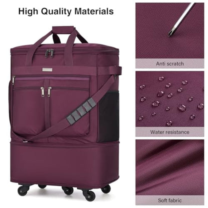 MILADA Expandable Luggage Bags for Travel Collapsible Suitcase with Wheels - color: Purple