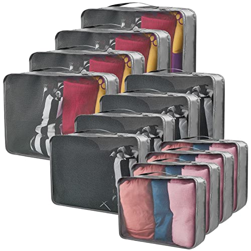 Silkfly 12 Pcs Packing Cubes for Travel,XL, L, M,Classic,Gray - color: Gray, size: XL, L, M, style: Classic