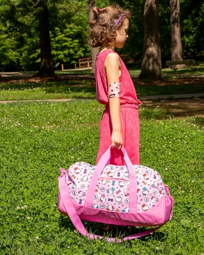 Hello Kitty Duffle Bag, 16” Travel Sleepover Bag for Girls, Weekender Bag, Pink Dance Bag - color: Hello Kitty