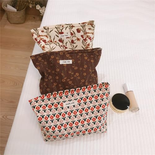 Wudygirl Makeup Bag for Women Travel Cosmetic Bag 10.5"x7.5" Boho Floral - color: Boho Floral
