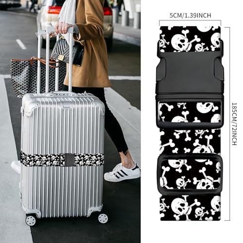 Luggage Straps for Suitcases, Heavy Duty Travel Belt with Quick-Release Buckle, Adjustable Suitcase Strap, Cute Luggage Accessories for Travel Trendy Skull - color: Trendy Skull