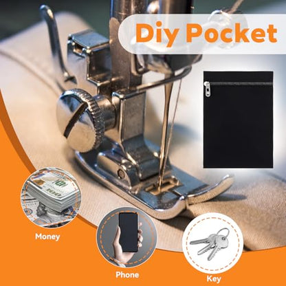 Sew-in Side Pocket, 2 Pack Zipper Coat Inside Pockets Sewing Drainage Pouch Travel Security Pocket Hidden Wallet for Travel Jacket, Shirt, Jacket, Robes, Hoodie, Sweater (Black 2pcs) - color: Black 2pcs