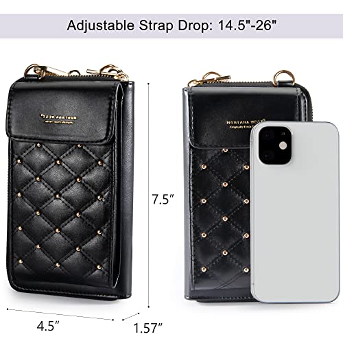 Montana West Crossbody Cell Phone Purse for Women RFID Blocking Cellphone Wallet - color: Black