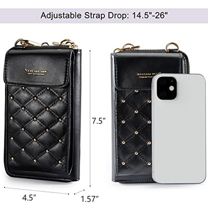 Montana West Crossbody Cell Phone Purse for Women RFID Blocking Cellphone Wallet - color: Black