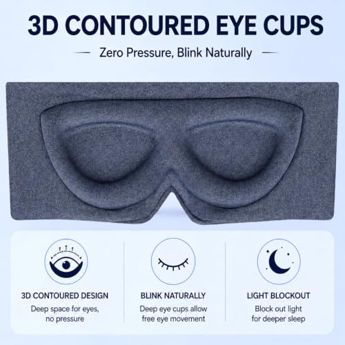 ALASKA BEAR Sleep Eye Mask for Back and Side Sleepers, Women Men, Blue - color: A4 Heather Blue