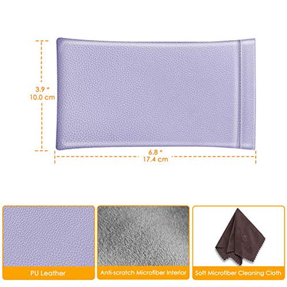 FINTIE Soft Eyeglasses Case with Cleaning Cloth, Squeeze Top Glasses Pouch - color: Lilac Purple