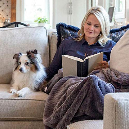 PediPocket Original Patented 50"x70" Sultry Smoke Plush Fleece Blanket - color: Sultry Smoke