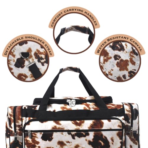 NGIL Canvas 23" inch Duffle Bag (Cow Print) - color: Cow Print