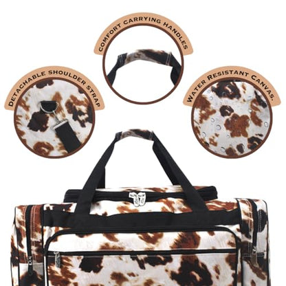 NGIL Canvas 23" inch Duffle Bag (Cow Print) - color: Cow Print