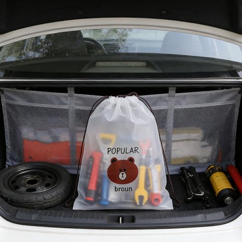 6PCS Clear Shoe Bags for Travel 13" x 11.8" Drawstring Shoe Pouch Packing Waterproof Dustproof Shoe Storage Bag - color: Little Bear 6
