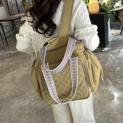 Travel Duffel Bag Weekender Bags for Women, Expandable Tote Handbag Diaper Bag Backpack Shoulder Bag for Car Work Daily - color: Khaki