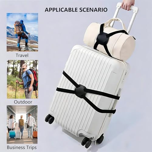 Luggage Straps Bag Bungee,Luggage Straps for Suitcases,Suitcase Straps,Elastic Strap,Ajustable Elastic Bungee Belt 2 Pack,Add a Bag Easy to Travel Suitcase,Travel Suitcase Bag Accessories.(Black) - color: 2Pcs Black