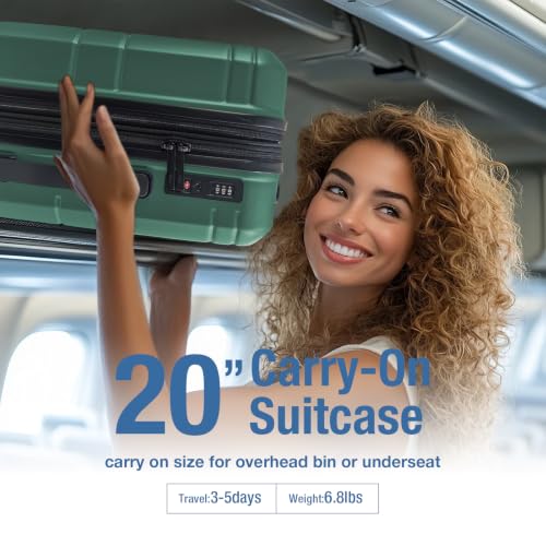 Carry On Luggage 22x14x9 Airline Approved,Hardshell Suitcase,20 Inch,Green - color: Green