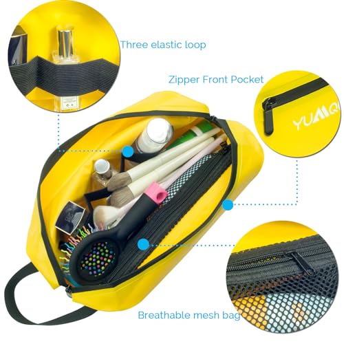 YUMQUA Mens Waterproof Toiletry Bag Dopp Kit for Travel Sport Gym Bathroom - color: Yellow