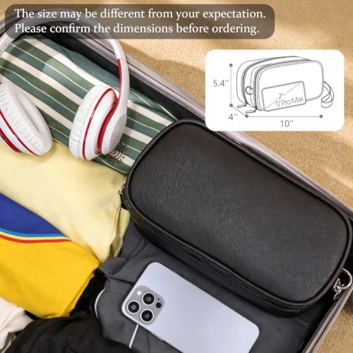 Large Makeup Bag for Women, PU Toiletry Bag with Compartment - color: Black