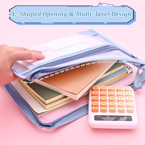 Mesh Zipper Pouch with Handle, A4 Needlepoint Project Bags (Gray) - color: Gray