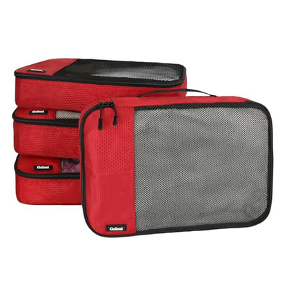 Packing Cubes for Travel,4 Set Packing Cubes for Suitcases,Lightweight Mesh Luggage Organizer Bag with Double Zipper,Red - color: Red