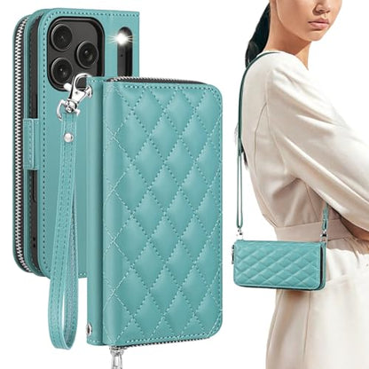 OCASE Crossbody Wallet Case for iPhone 18 Pro/17 Pro, Green Argyle - color: Green Argyle, size: iPhone 17 Pro/ iPhone 18 Pro