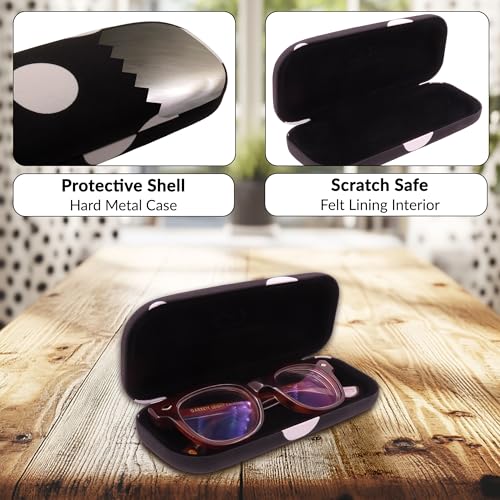 MyEyeglassCase Women's Hard Eyeglass Case | Protective Hard Shell Glasses Case with Pouch and Cloth - color: Polka Dot