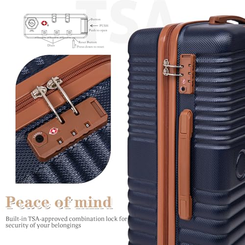 Cobens Luggage Sets 5 Piece, Suitcases with Wheels, TSA Lock, 20/24/28,Blue - color: Blue, size: 5 Piece Sets (20/24/28/DB/TB)