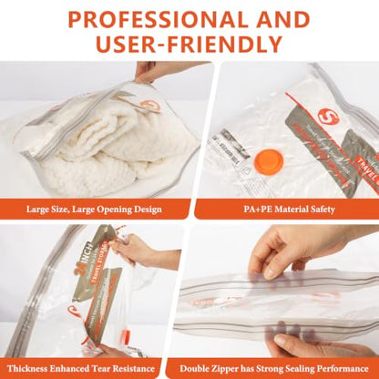 Vacuum Storage Bags for Travel with Rechargeable Air Pump,Space Saver Bags - size: 48 Combo Size.(Orange)