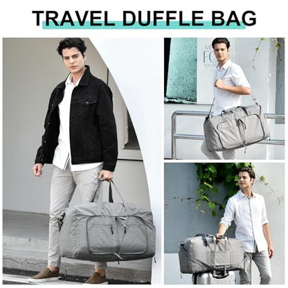 Dimayar 40L Foldable Duffle Bag for Travel, Lightweight Weekender Bags - color: Grey, size: 40L