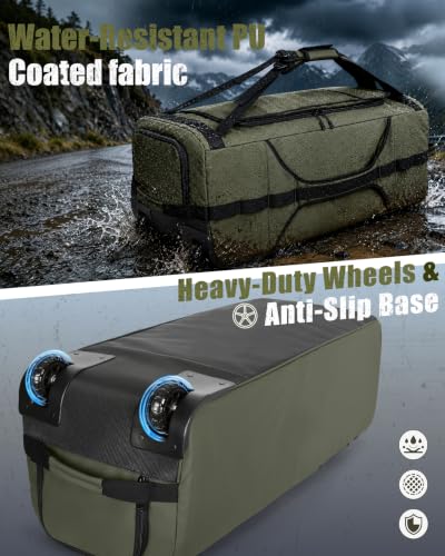 Smasrob 83L Rolling Duffle Bag with Wheels and Backpack Straps, Green - color: Green