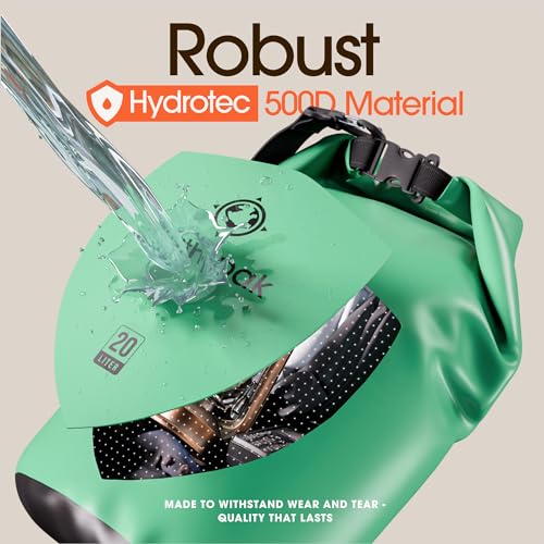 Earth Pak Waterproof Dry Bag - Roll Top Waterproof Backpack Sack Keeps Gear Dry for Kayak with Waterproof Phone Case - color: Seafoam Green, size: 20L